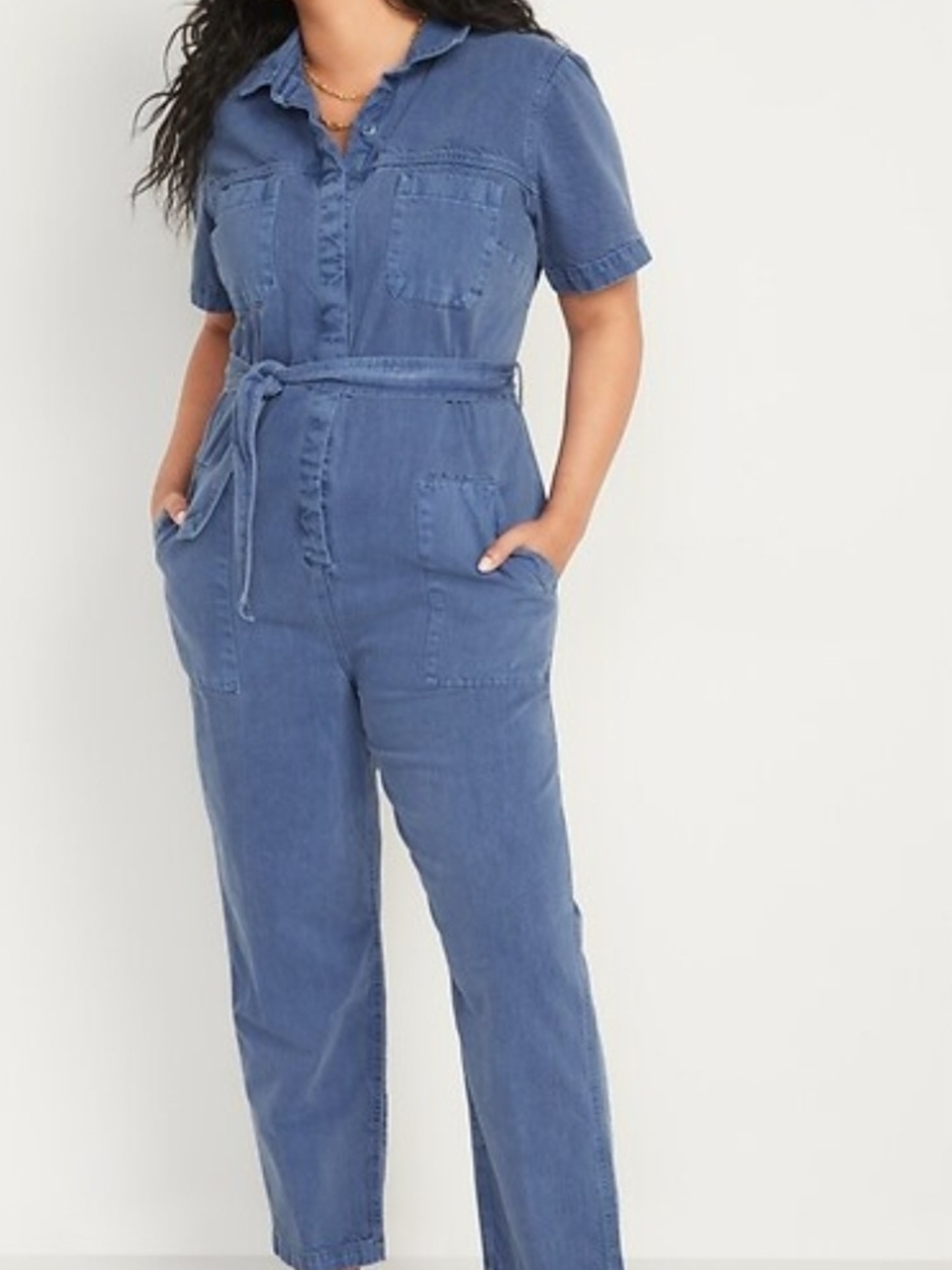 Old Navy Blue Denim Utility Jumpsuit